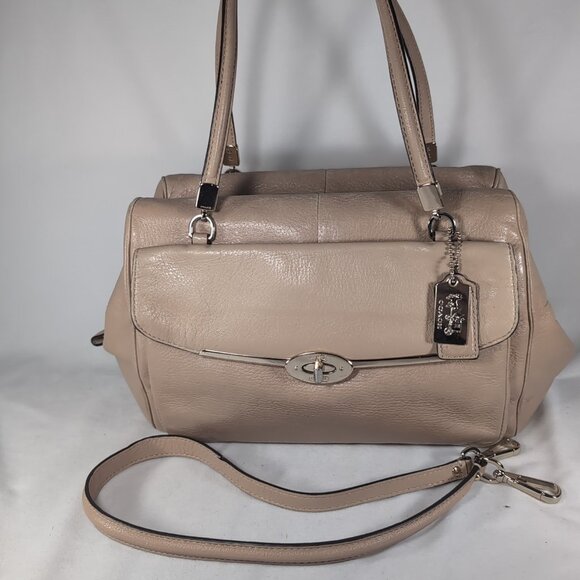 Coach Madison Madeline 25166 Purse Camel Pink Beige Gold E/W Turnlock Satchel - Picture 1 of 16